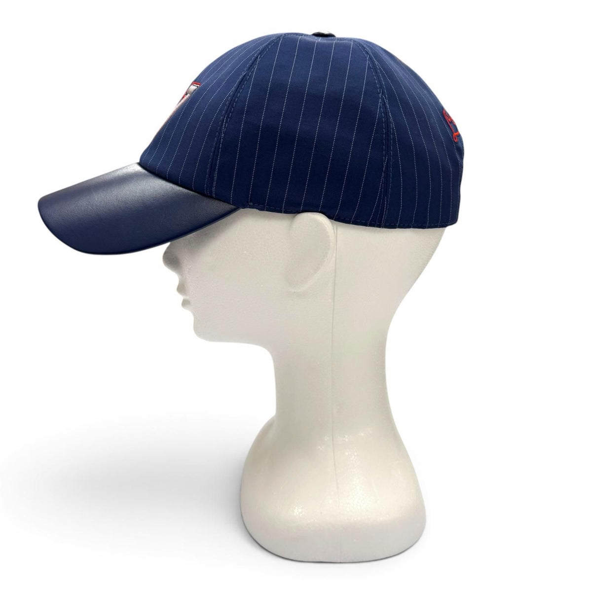 Louis Vuitton LV Varsity Leather Striped Hat Baseball Cap Navy — view 2