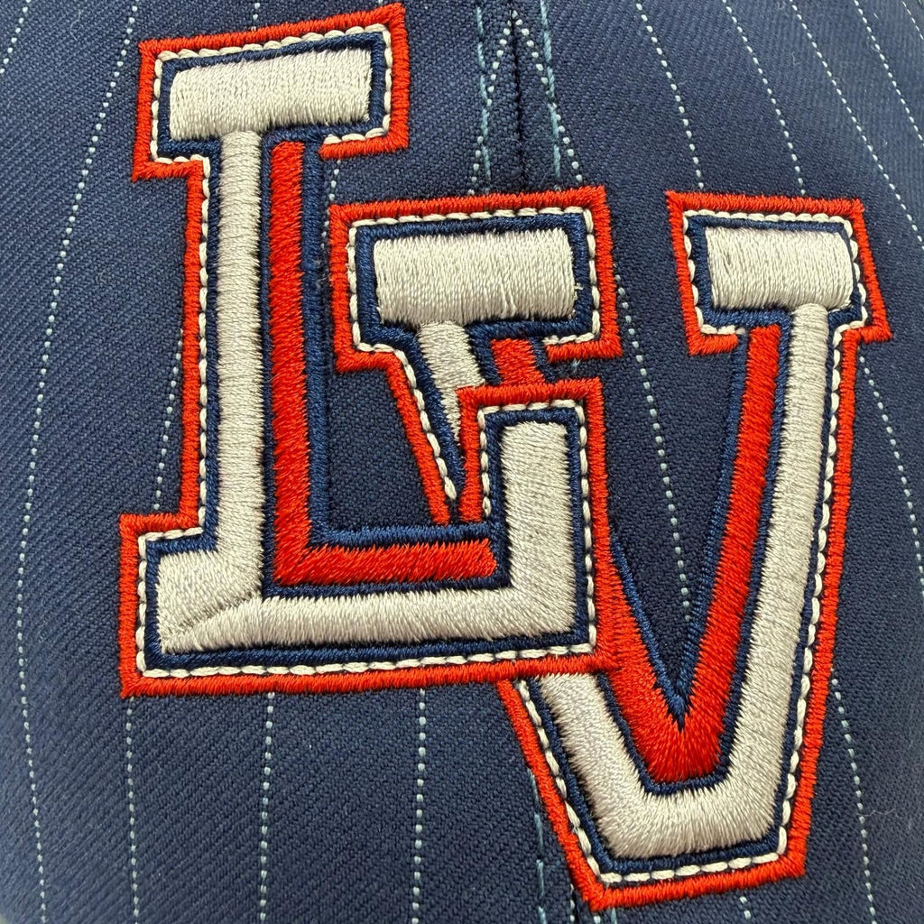 Louis Vuitton LV Varsity Leather Striped Hat Baseball Cap Navy — view 6