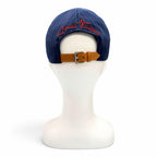 Louis Vuitton LV Varsity Leather Striped Hat Baseball Cap Navy — view 3
