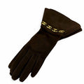 Hermes Gold Chaine D'ancre Suede Leather Glove Dark Brown
