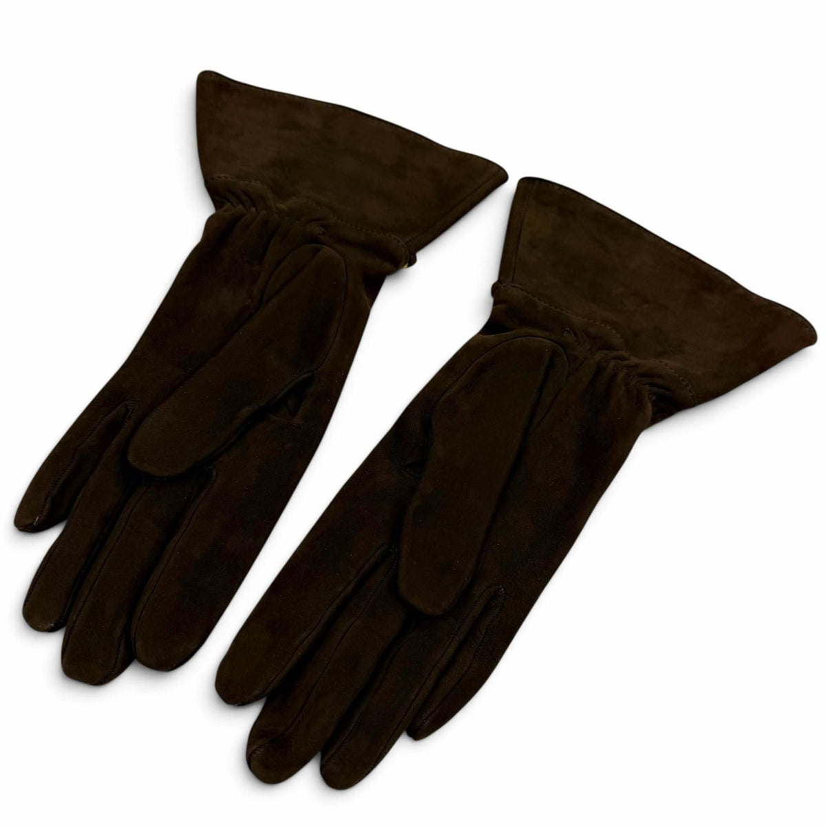 Hermes Gold Chaine D'ancre Suede Leather Glove Dark Brown — view 4