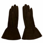 Hermes Gold Chaine D'ancre Suede Leather Glove Dark Brown — view 6