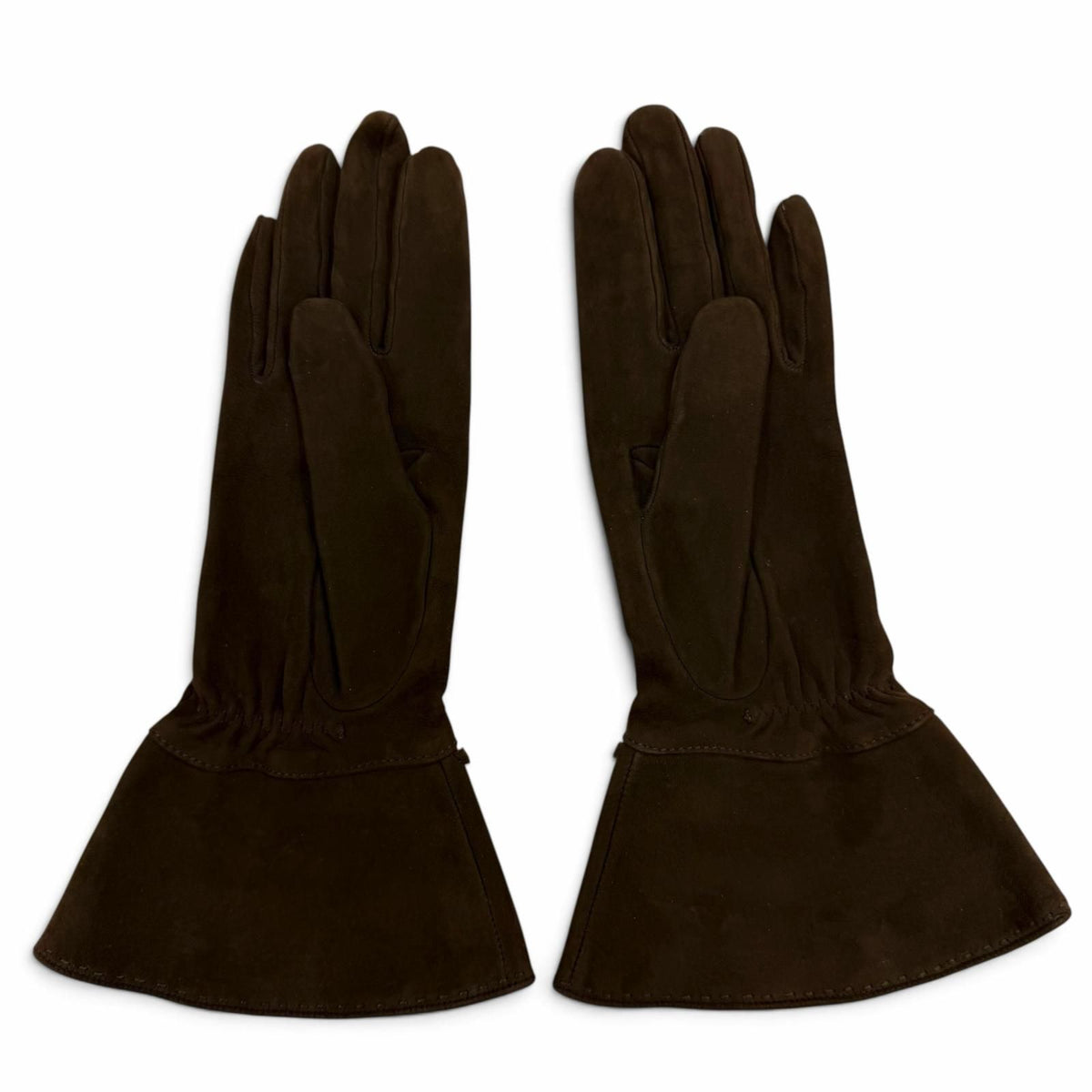 Hermes Gold Chaine D'ancre Suede Leather Glove Dark Brown — view 6