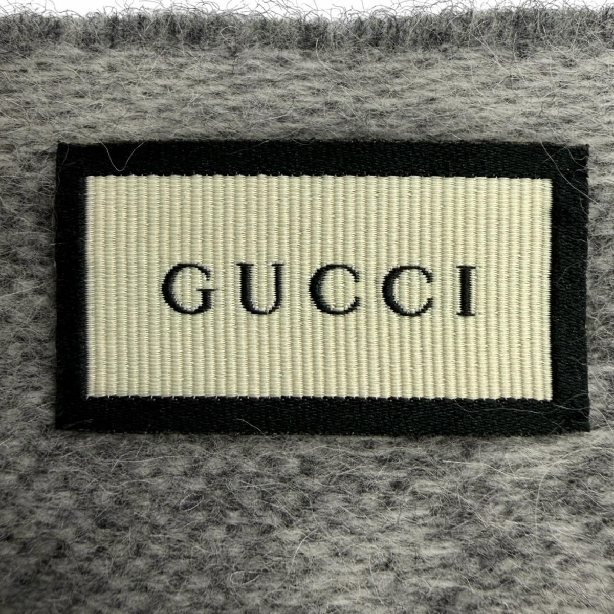 Gucci Wool Alpaca GG Pattern Web Line Scarf with Fringe Gray 37 — view 6