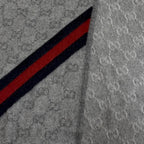 Gucci Wool Alpaca GG Pattern Web Line Scarf with Fringe Gray 37 — view 4