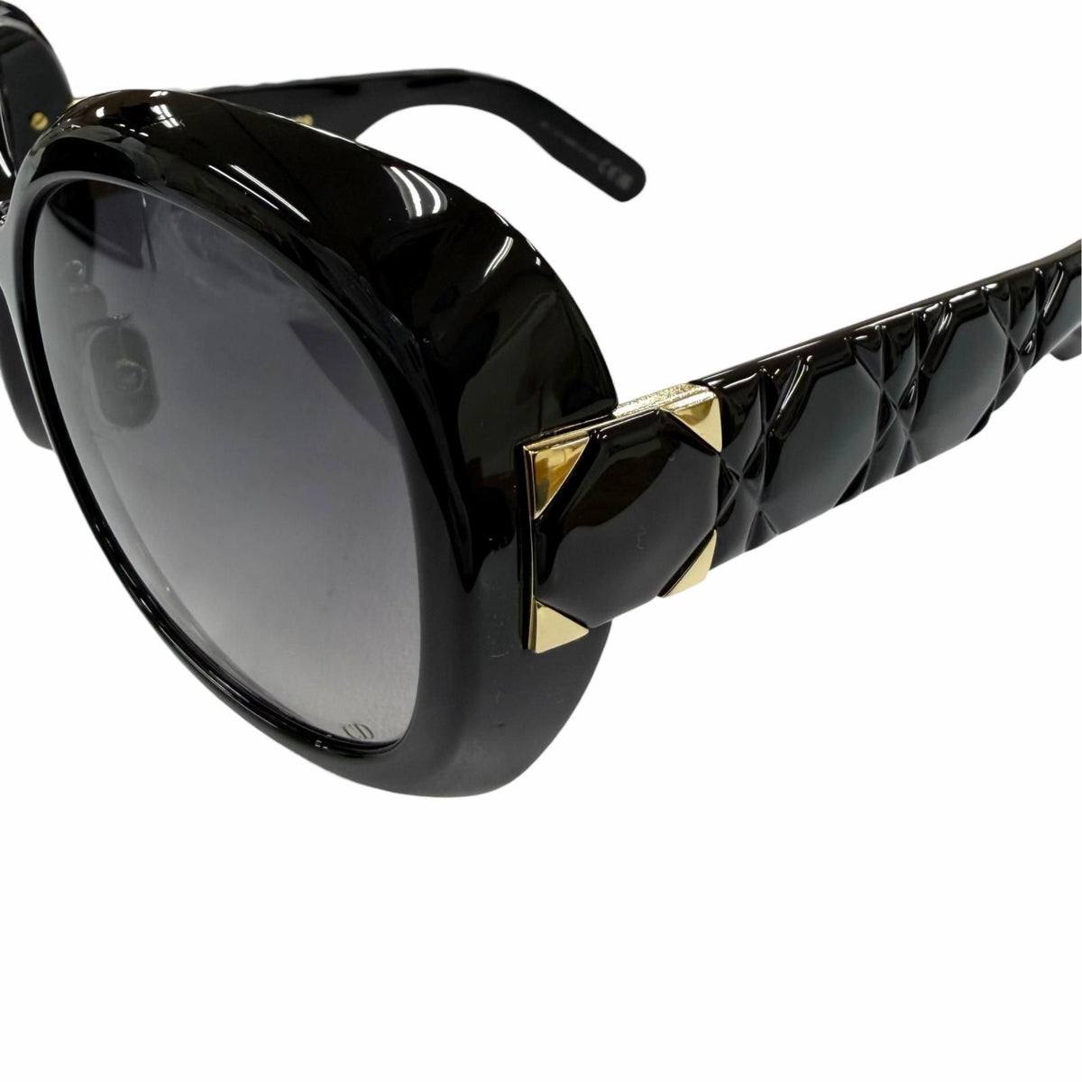 Dior Cannage Frame CD Logo Sunglasses Black Gold Demo Lens Eyewear — view 7