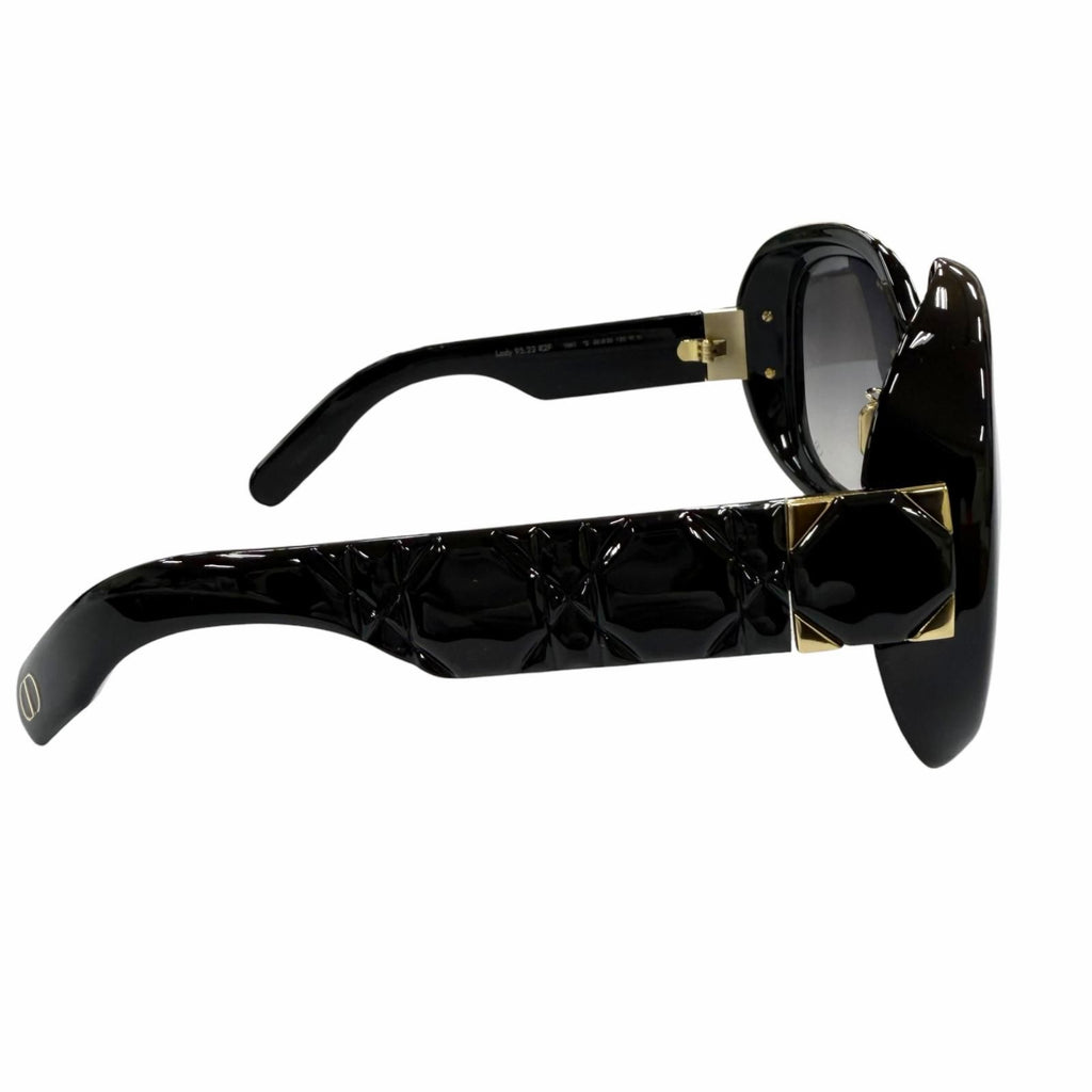 Dior Cannage Frame CD Logo Sunglasses Black Gold Demo Lens Eyewear — view 5
