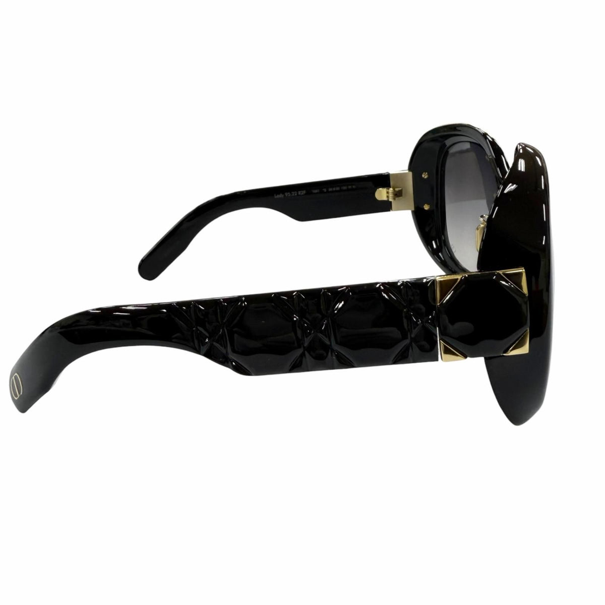 Dior Cannage Frame CD Logo Sunglasses Black Gold Demo Lens Eyewear — view 5