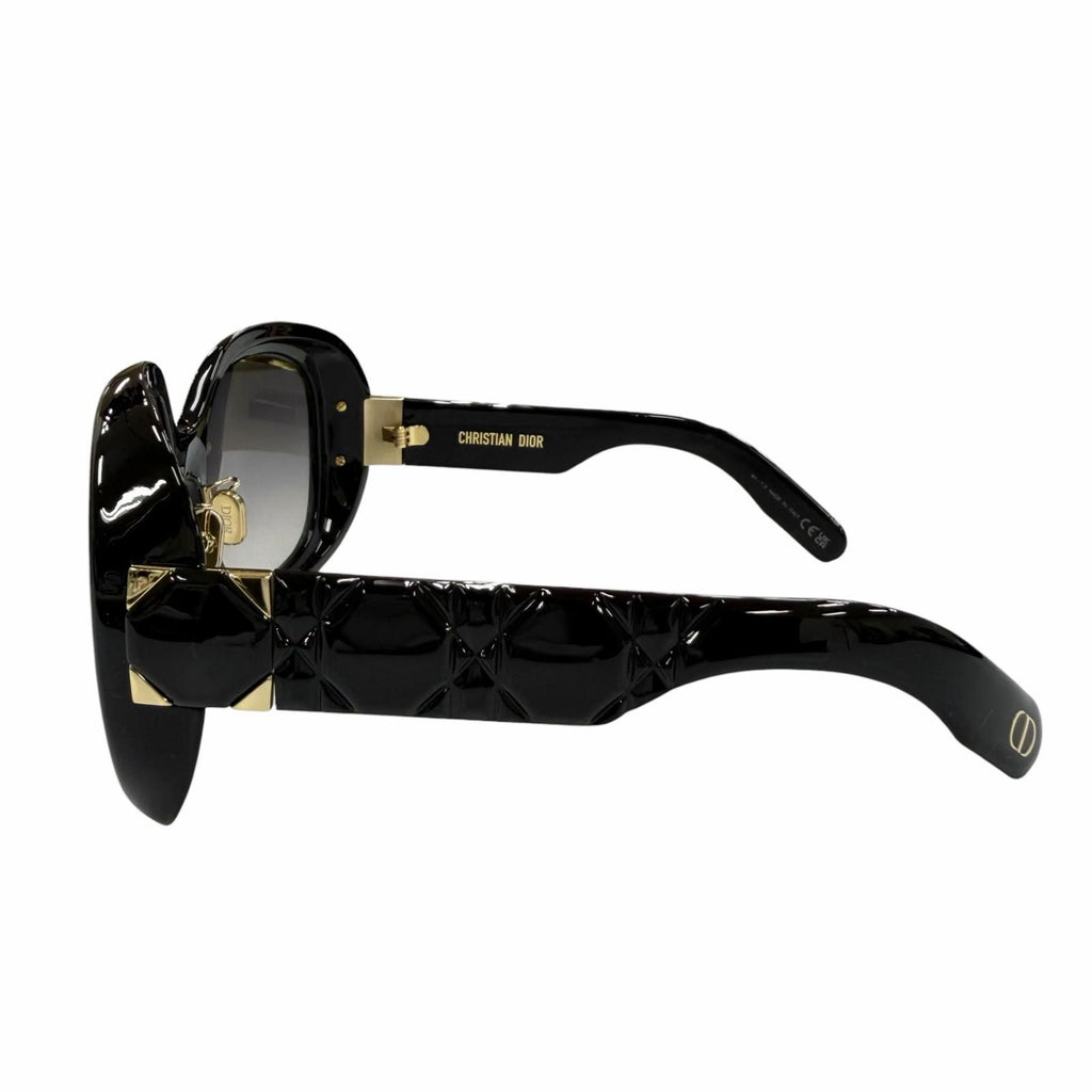 Dior Cannage Frame CD Logo Sunglasses Black Gold Demo Lens Eyewear — view 4