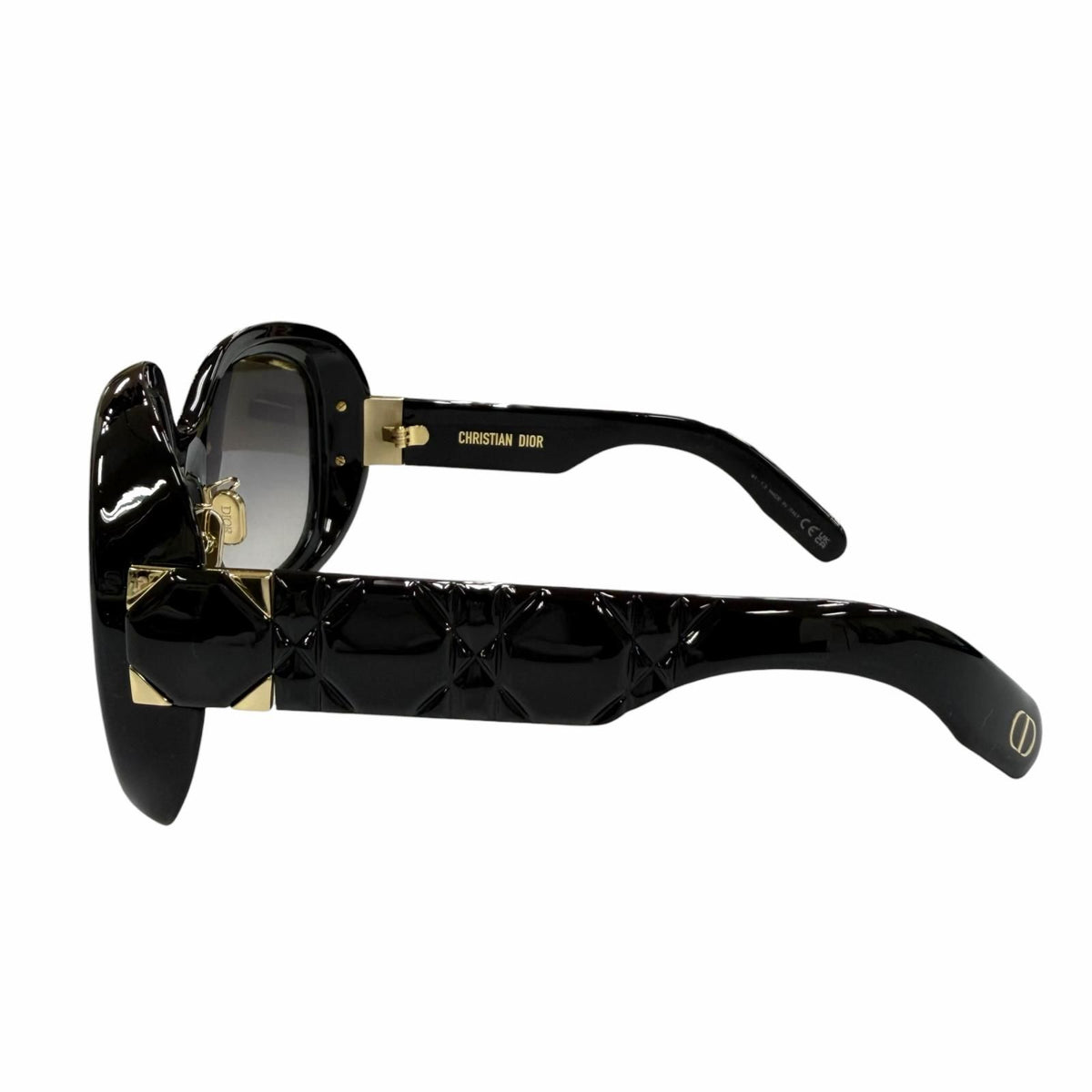 Dior Cannage Frame CD Logo Sunglasses Black Gold Demo Lens Eyewear — view 4