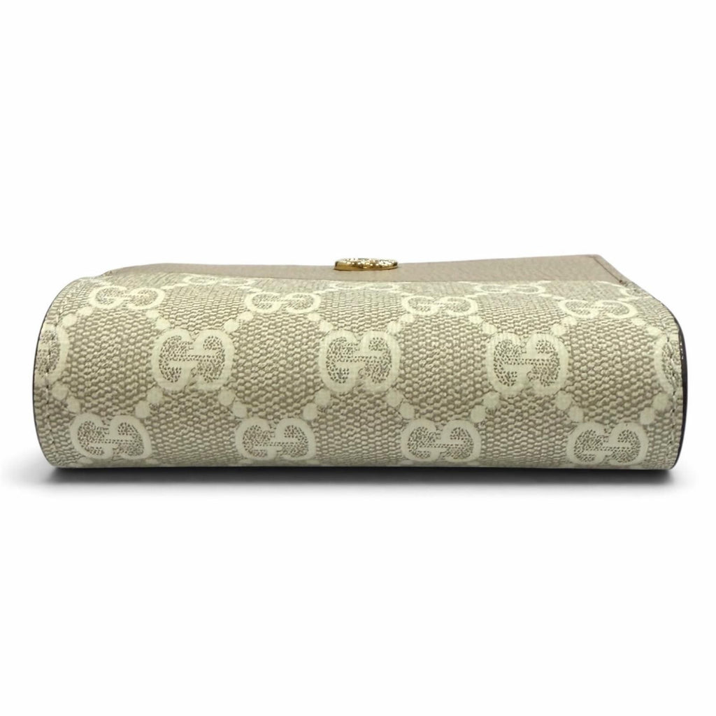 Gucci Double G Bicolor Small Wallet GG Supreme Leather Bifold Beige — view 4