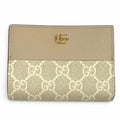 Gucci Double G Bicolor Small Wallet GG Supreme Leather Bifold Beige