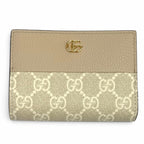 Gucci Double G Bicolor Small Wallet GG Supreme Leather Bifold Beige