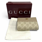 Gucci Double G Bicolor Small Wallet GG Supreme Leather Bifold Beige — view 2