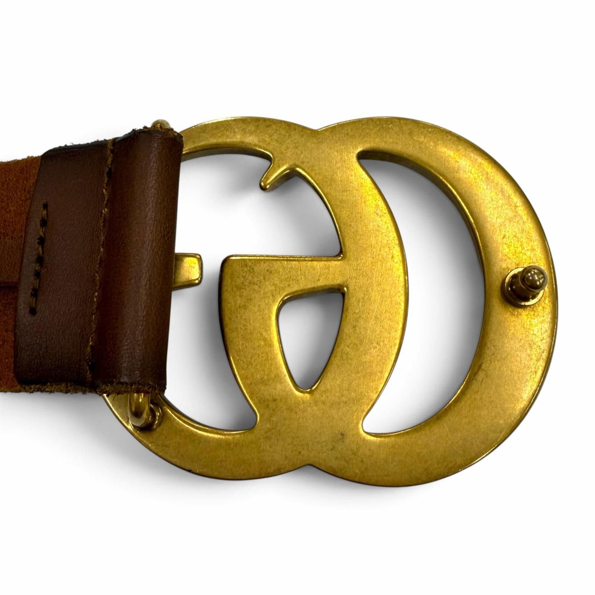 Gucci Leather Double G Buckle Wide Belt Brown Gold — view 6