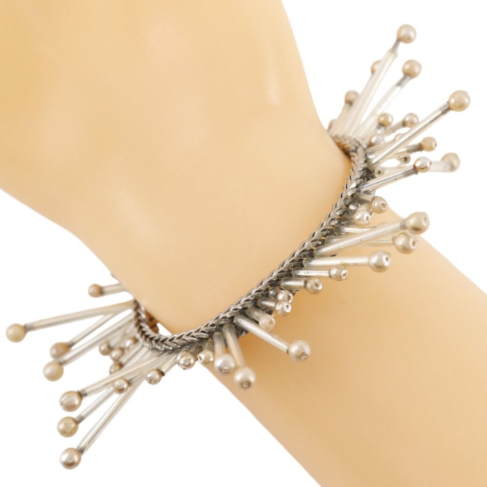 Chanel Metal Faux Pearl Silver 98P Bracelet