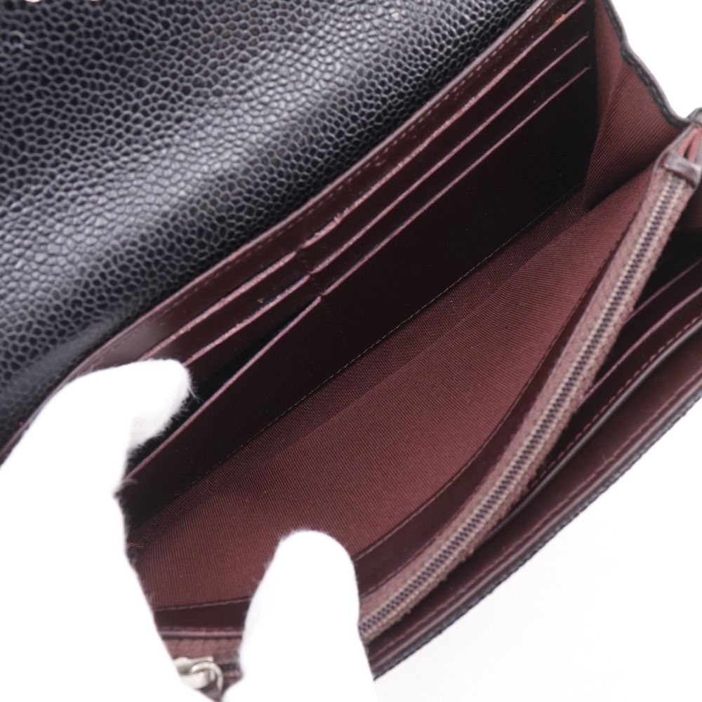 Chanel CC Logo Quilted Caviar Leather Black Wallet — view 7
