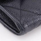 Chanel CC Logo Quilted Caviar Leather Black Wallet — view 4