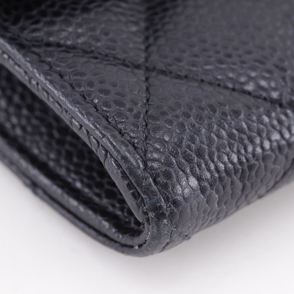 Chanel CC Logo Quilted Caviar Leather Black Wallet — view 4