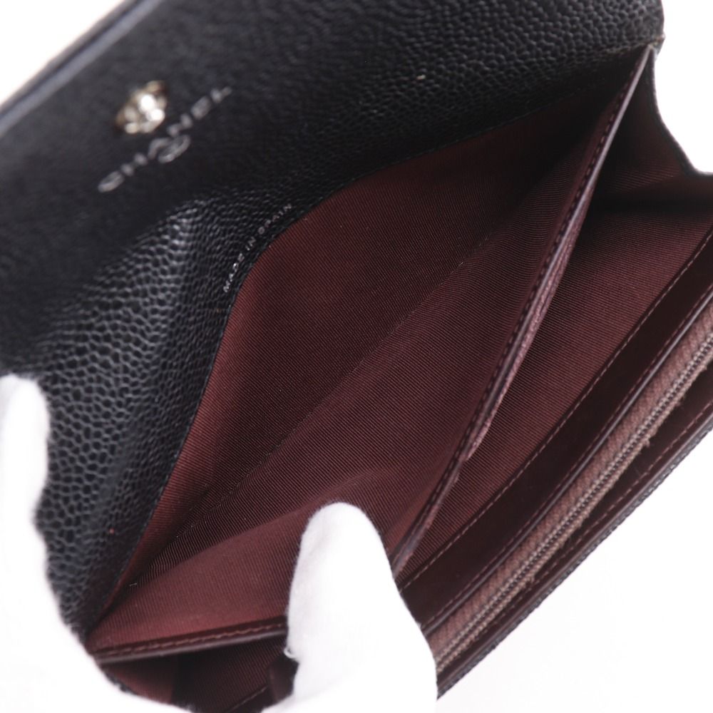 Chanel CC Logo Quilted Caviar Leather Black Wallet — view 6