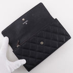 Chanel CC Logo Quilted Caviar Leather Black Wallet — view 5