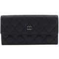 Chanel CC Logo Quilted Caviar Leather Black Wallet
