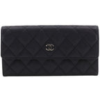 Chanel CC Logo Quilted Caviar Leather Black Wallet
