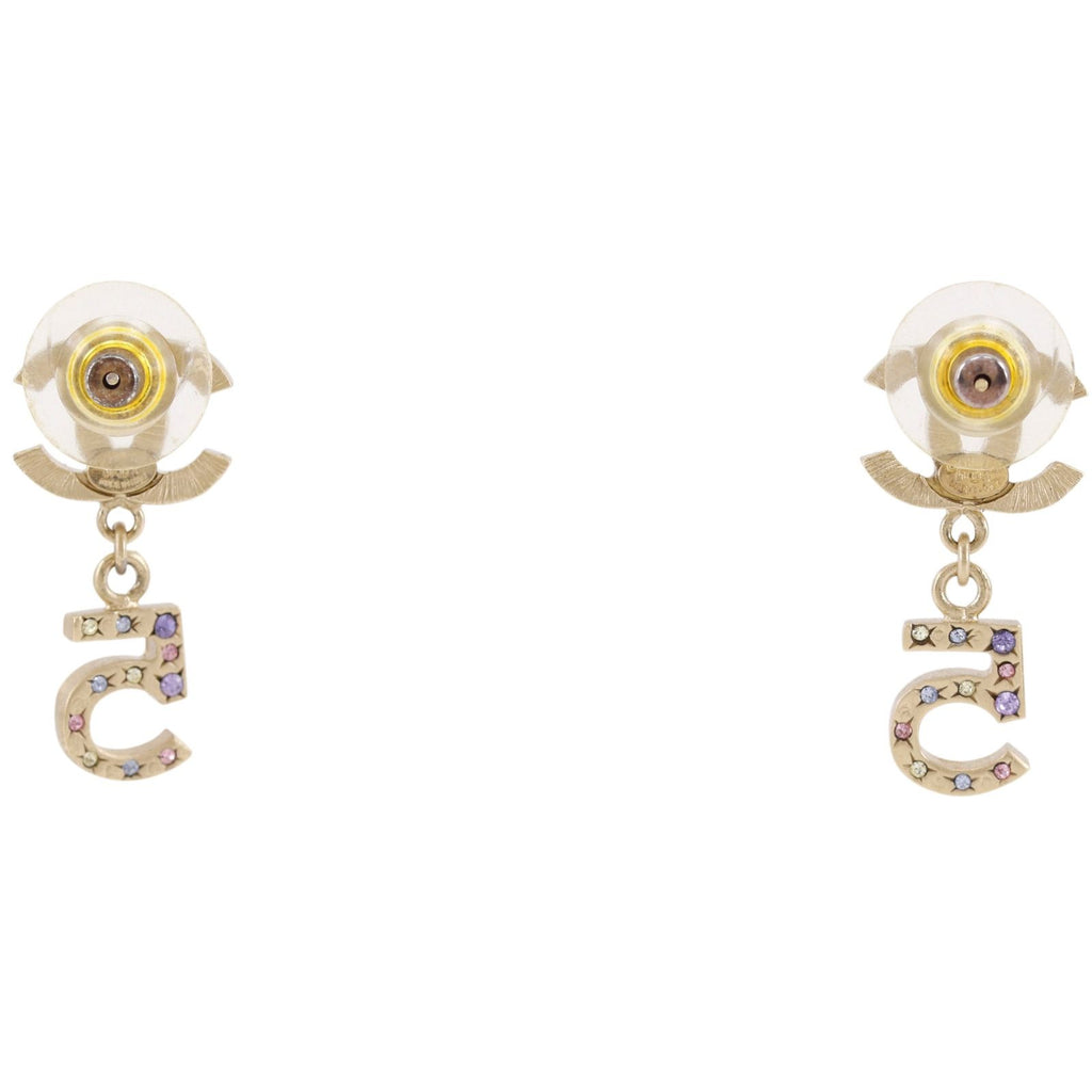 Chanel CC Logo No 5 Gold Plated Rhinestone 06A Earrings — view 3