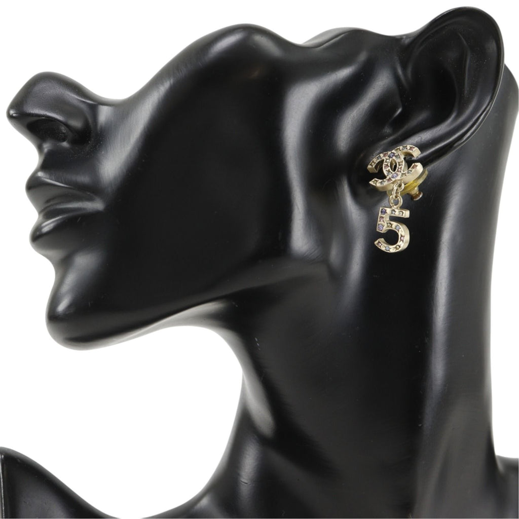 Chanel CC Logo No 5 Gold Plated Rhinestone 06A Earrings — view 2