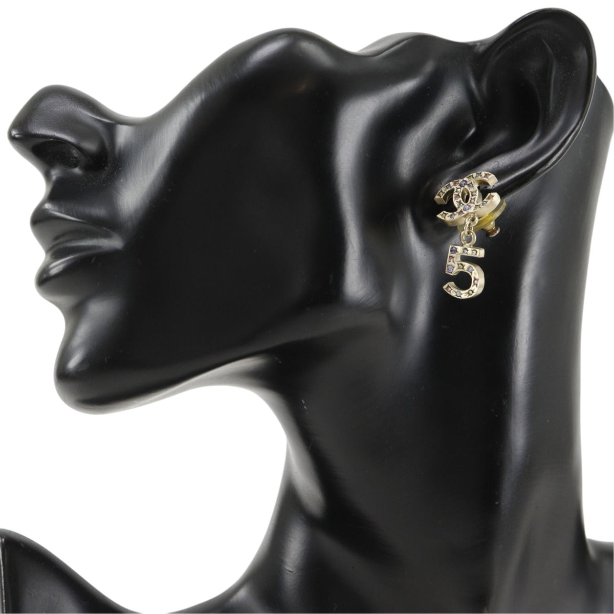 Chanel CC Logo No 5 Gold Plated Rhinestone 06A Earrings — view 2