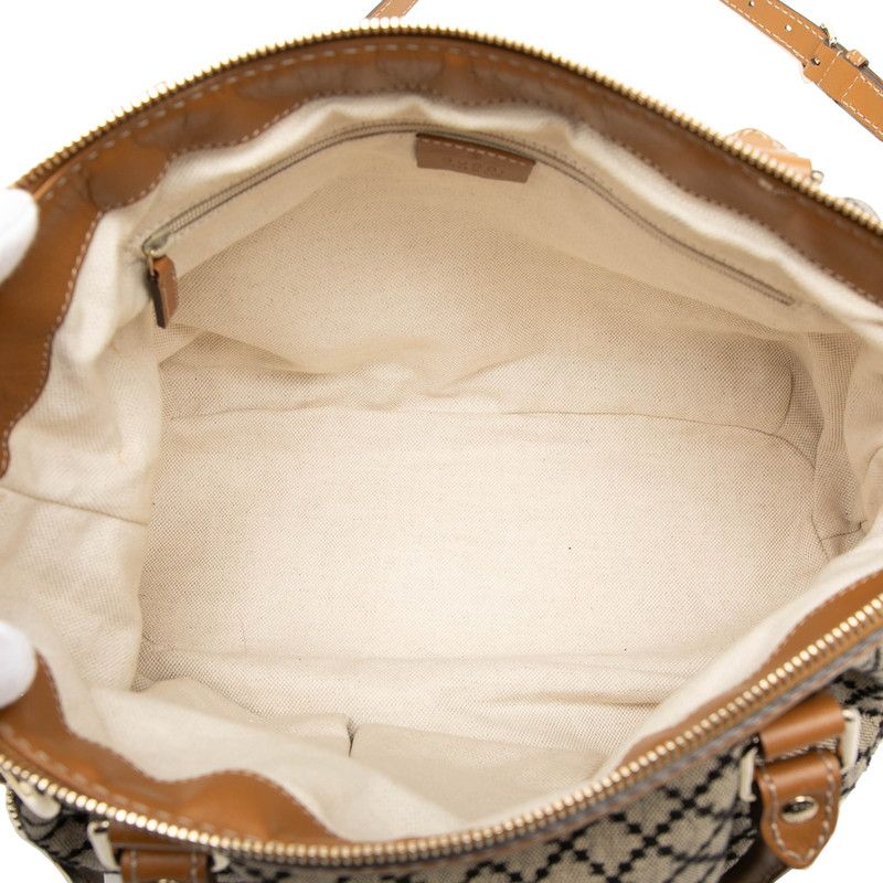 Gucci Diamante Sukey 2-Way Shoulder Bag Beige Black Brown Canvas Leather — view 4