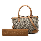Gucci Diamante Sukey 2-Way Shoulder Bag Beige Black Brown Canvas Leather — view 7