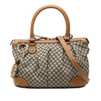 Gucci Diamante Sukey 2-Way Shoulder Bag Beige Black Brown Canvas Leather