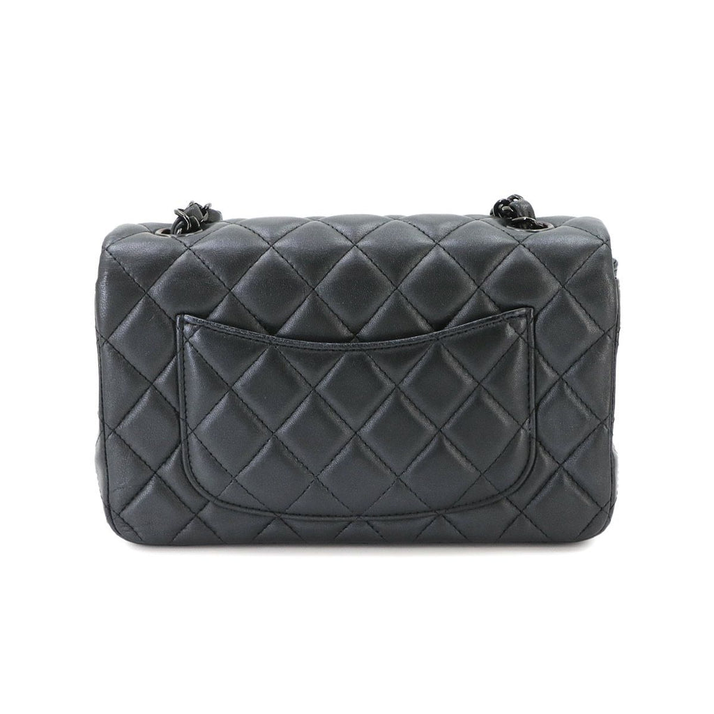 Chanel Mini Quilted 20 Chain Shoulder Bag Leather Gray Black — view 2
