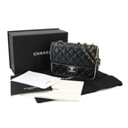 Chanel Quilted Chain Shoulder Bag Lambskin Black White Gold — view 2