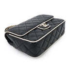 Chanel Quilted Chain Shoulder Bag Lambskin Black White Gold — view 5