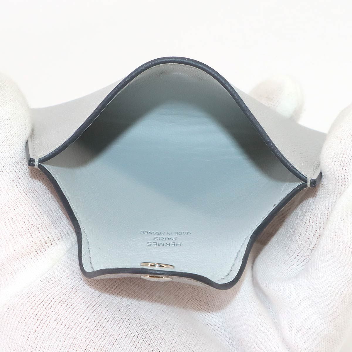 Hermes Iliade Card Case Chevre Argent Silver — view 6