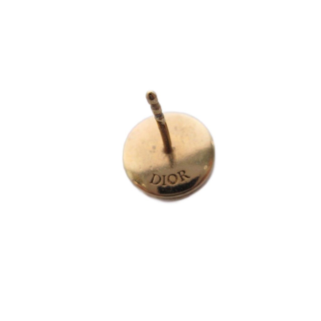 Dior Petit CD Round Stud Earrings Logo Star Motif Metal Gold Plated Colored — view 4