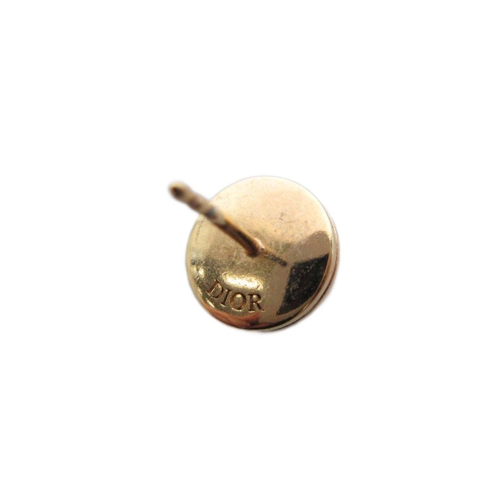 Dior Petit CD Round Stud Earrings Logo Star Motif Metal Gold Plated Colored — view 7