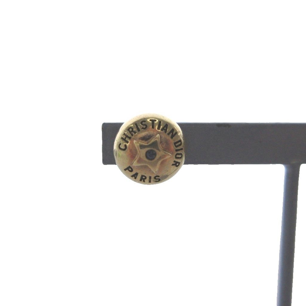 Dior Petit CD Round Stud Earrings Logo Star Motif Metal Gold Plated Colored — view 5