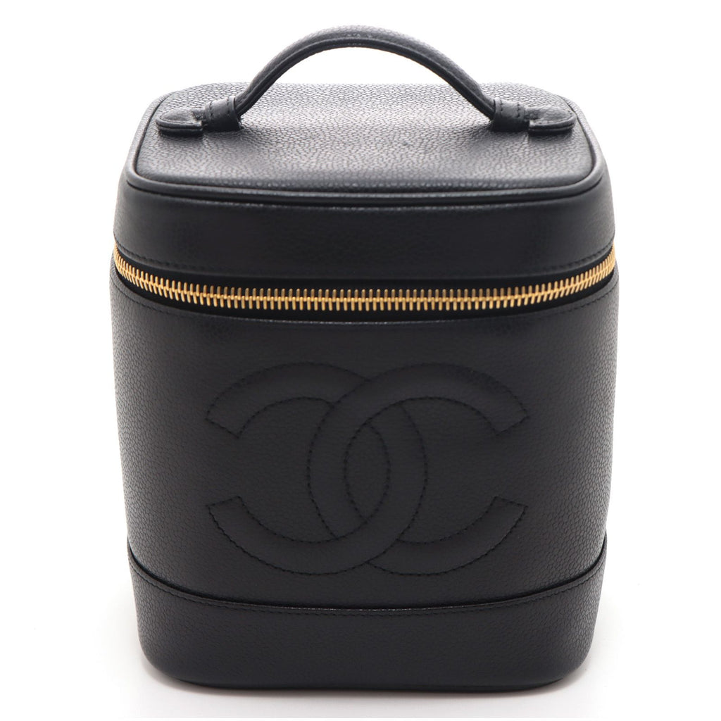 Chanel CC Logo Vertical Vanity Black Caviar Leather