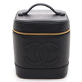 Chanel CC Logo Vertical Vanity Black Caviar Leather