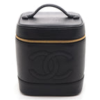 Chanel CC Logo Vertical Vanity Black Caviar Leather