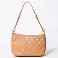 Chanel Tsukimi Shape Hobo Caviar Leather Beige