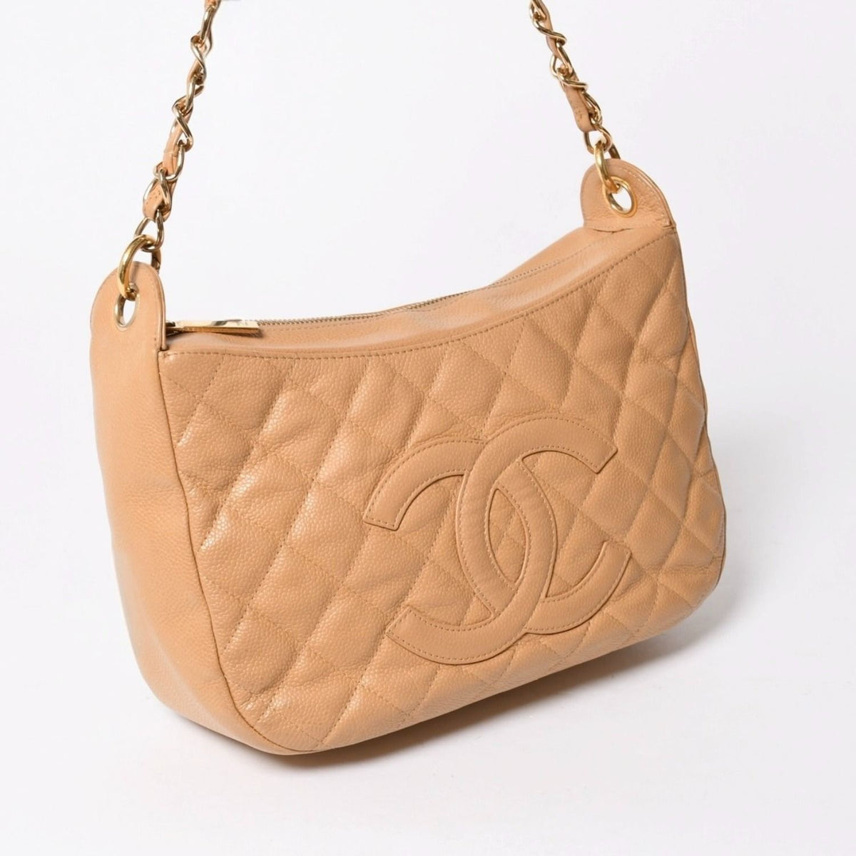 Chanel Tsukimi Shape Hobo Caviar Leather Beige — view 3