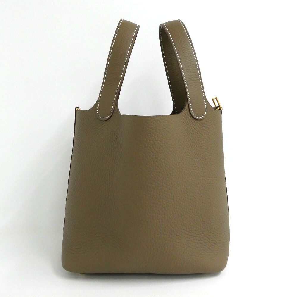 Hermes Picotin Lock PM Etoupe Taurillon Clemence Gold Handbag — view 2