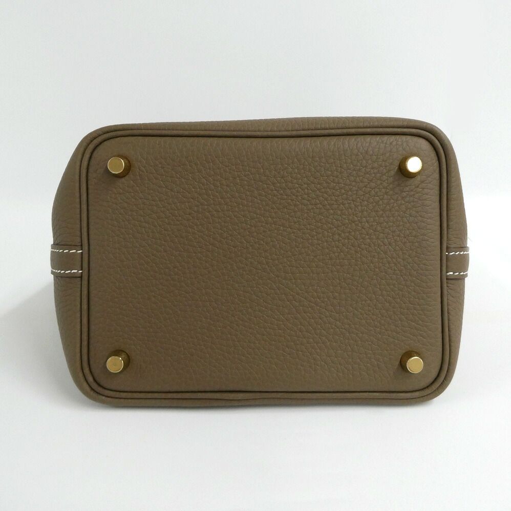 Hermes Picotin Lock PM Etoupe Taurillon Clemence Gold Handbag — view 5