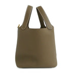 Hermes Picotin Lock PM Etoupe Taurillon Clemence Gold Handbag