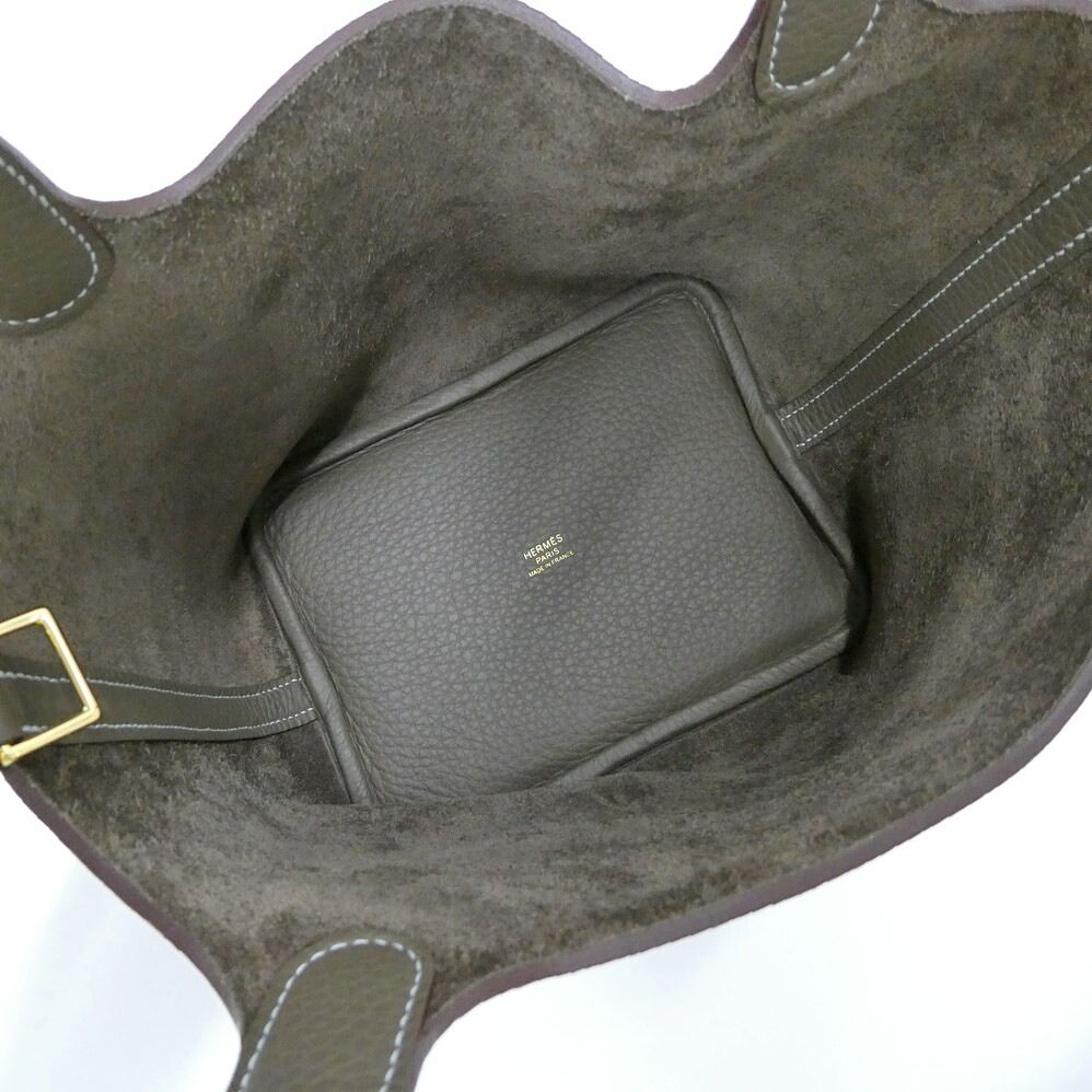 Hermes Picotin Lock PM Etoupe Taurillon Clemence Gold Handbag — view 6