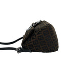 Fendi Zucchino FF Pattern Canvas Leather Handbag Bag Brown Black — view 5